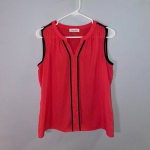 Calvin Klein sleeveless blouse with black piping